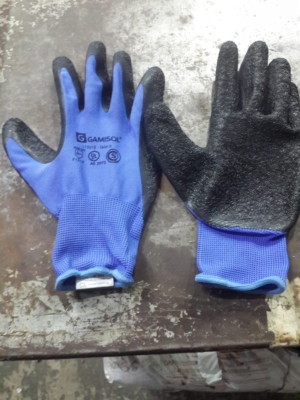 PARES DE GUANTES G13 POLIP. AZUL LATEX RUGOSO VENT. P/ELAST.